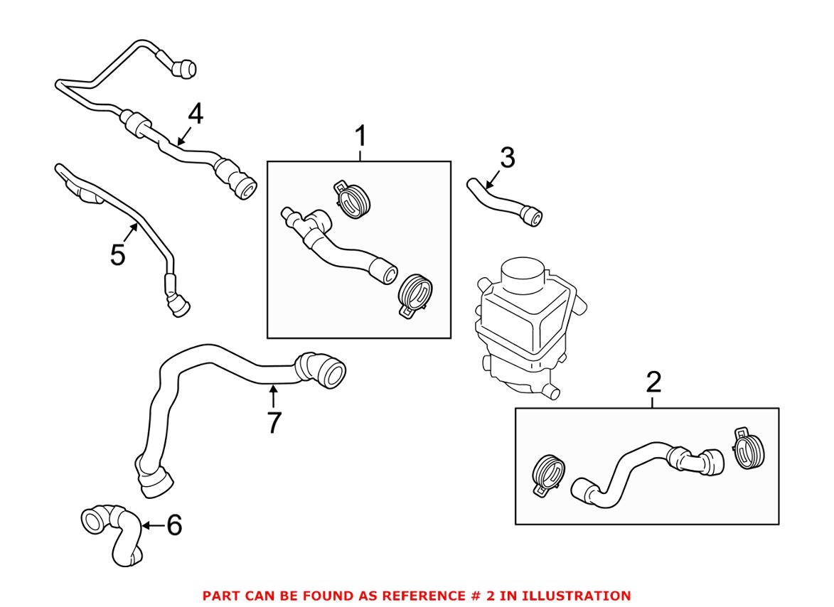 BMW Turbocharger Coolant Expansion Tank Hose - Lower 17127584405